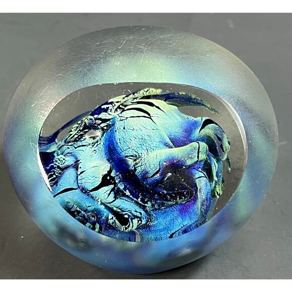1989 Mark Wells Art Glass Paperweight Vintage - Picture 2 of 15